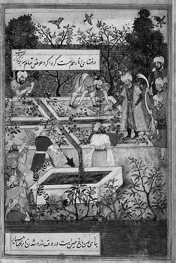 Emperor Babur laying a garden